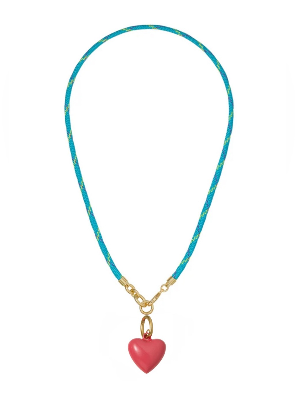Roxanne Assoulin Happy Cord Charm Necklace Dark Turquoise Cord Dark Rose Heart